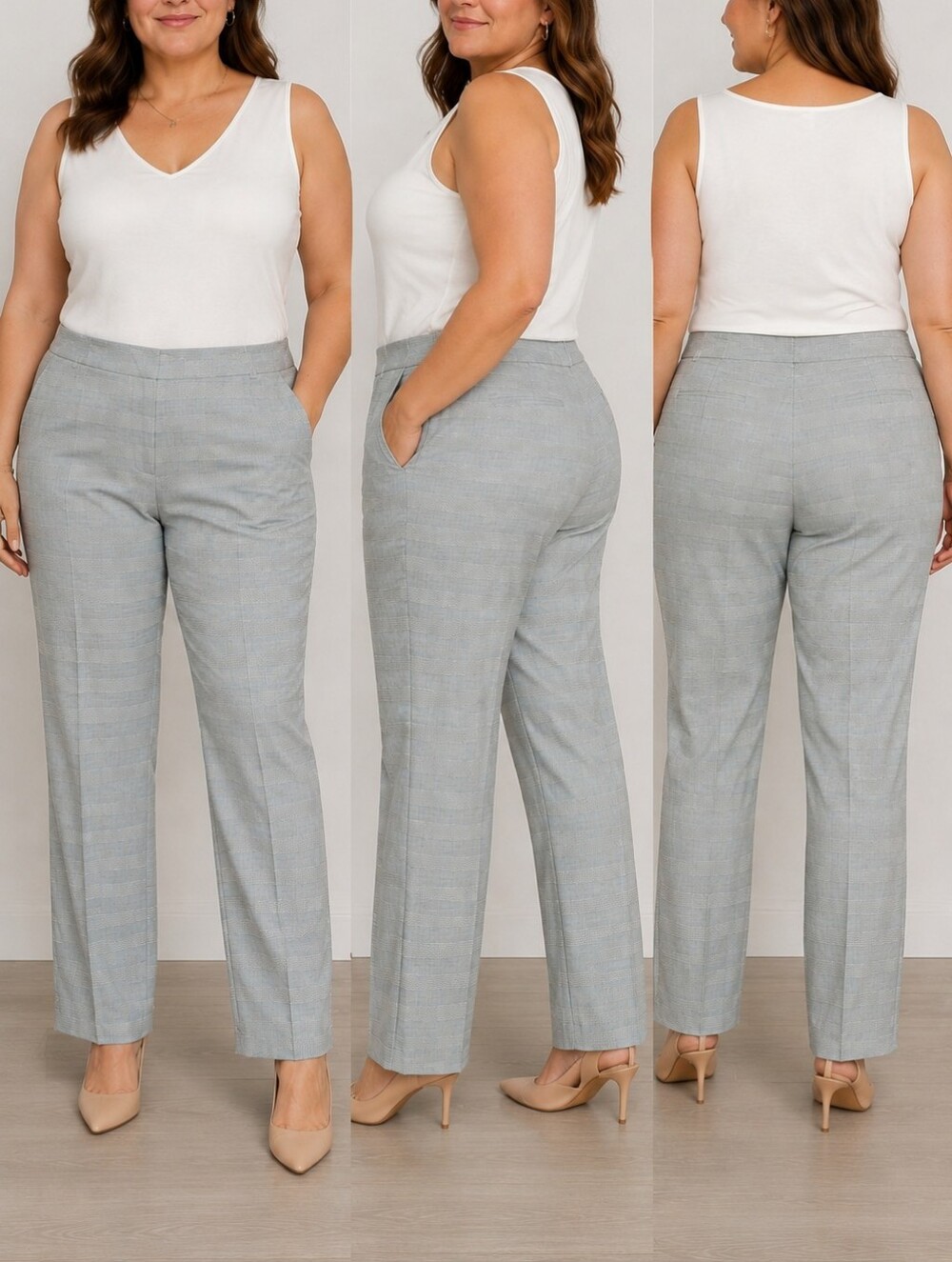 Size 12 Calvin Klein Gray Plaid Women's Trousers